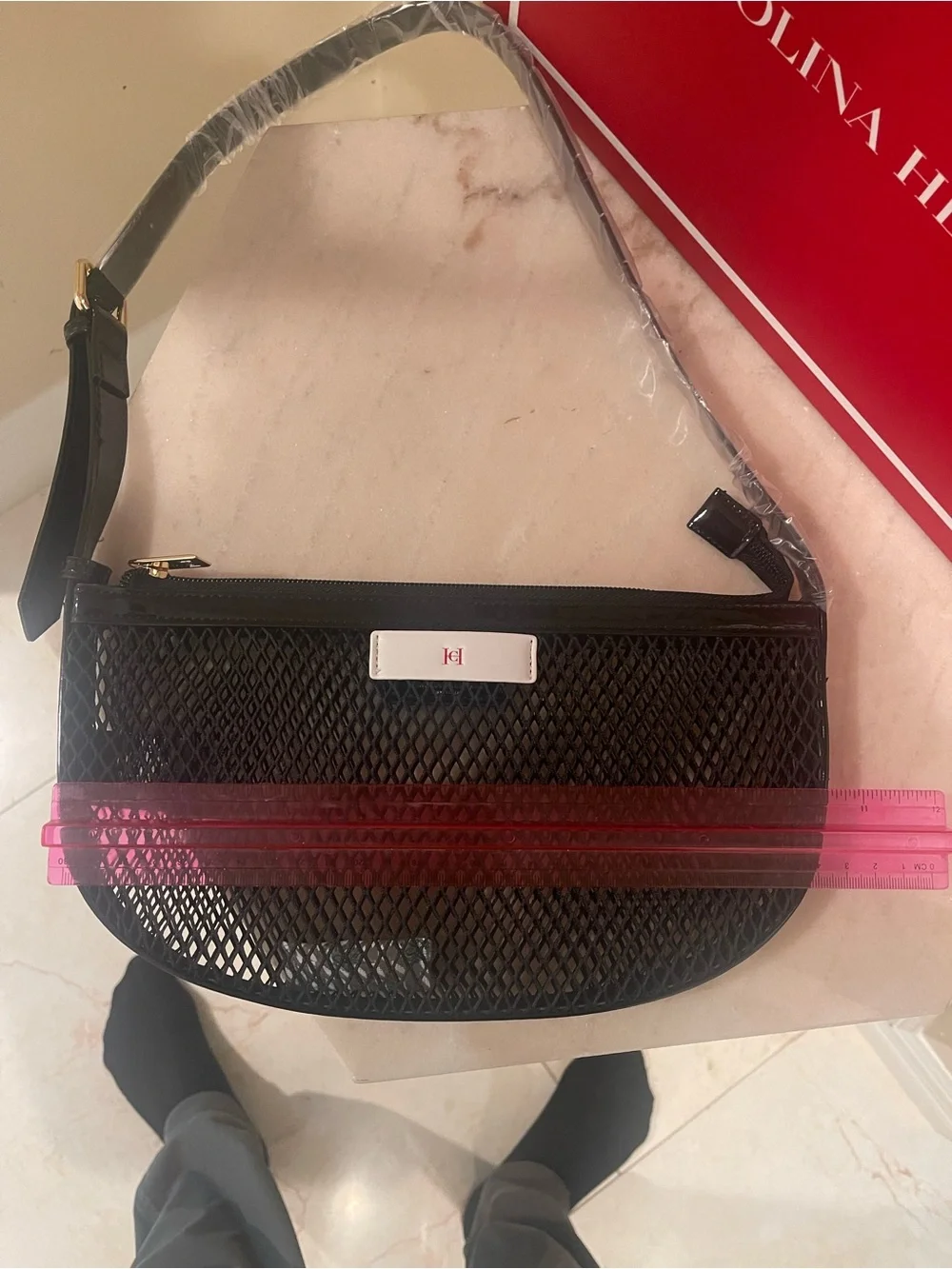Carolina Herrera Black Mesh Shoulder Bag And Jasmine Absolute Fragrance